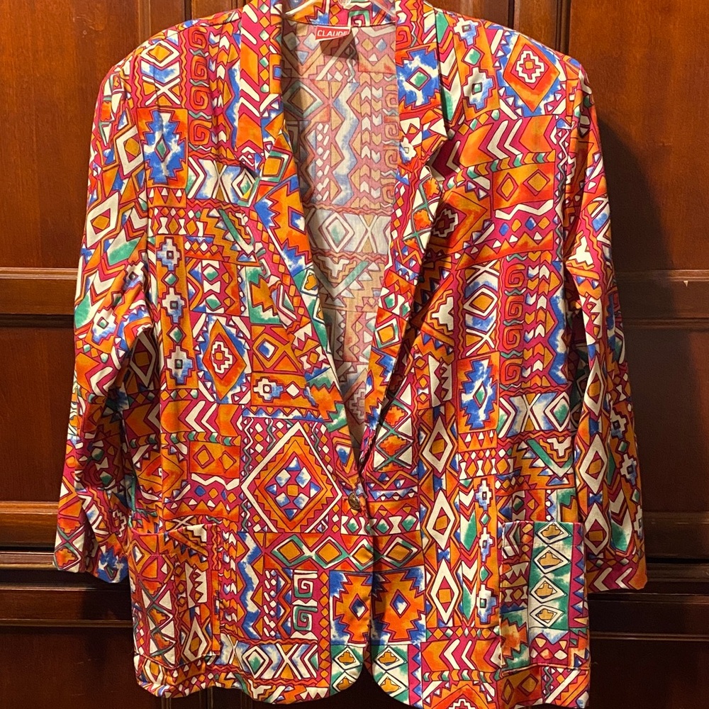Claude Vibrant Multicolor Patterned Blazer size 3X
